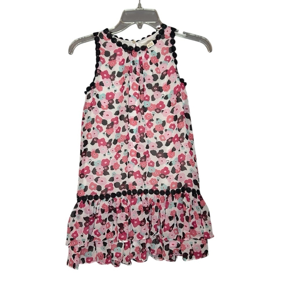 Kate Spade Floral Pink and Black Kids Dress ruffle size 10 - Picture 10 of 12